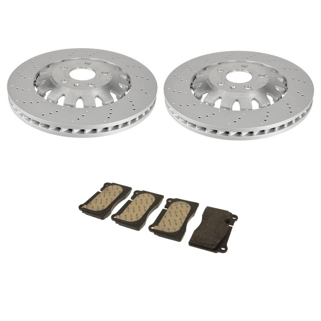 Audi Disc Brake Pad and Rotor Kit – Front (370mm) (Drilled-Composite) 8J0615301K