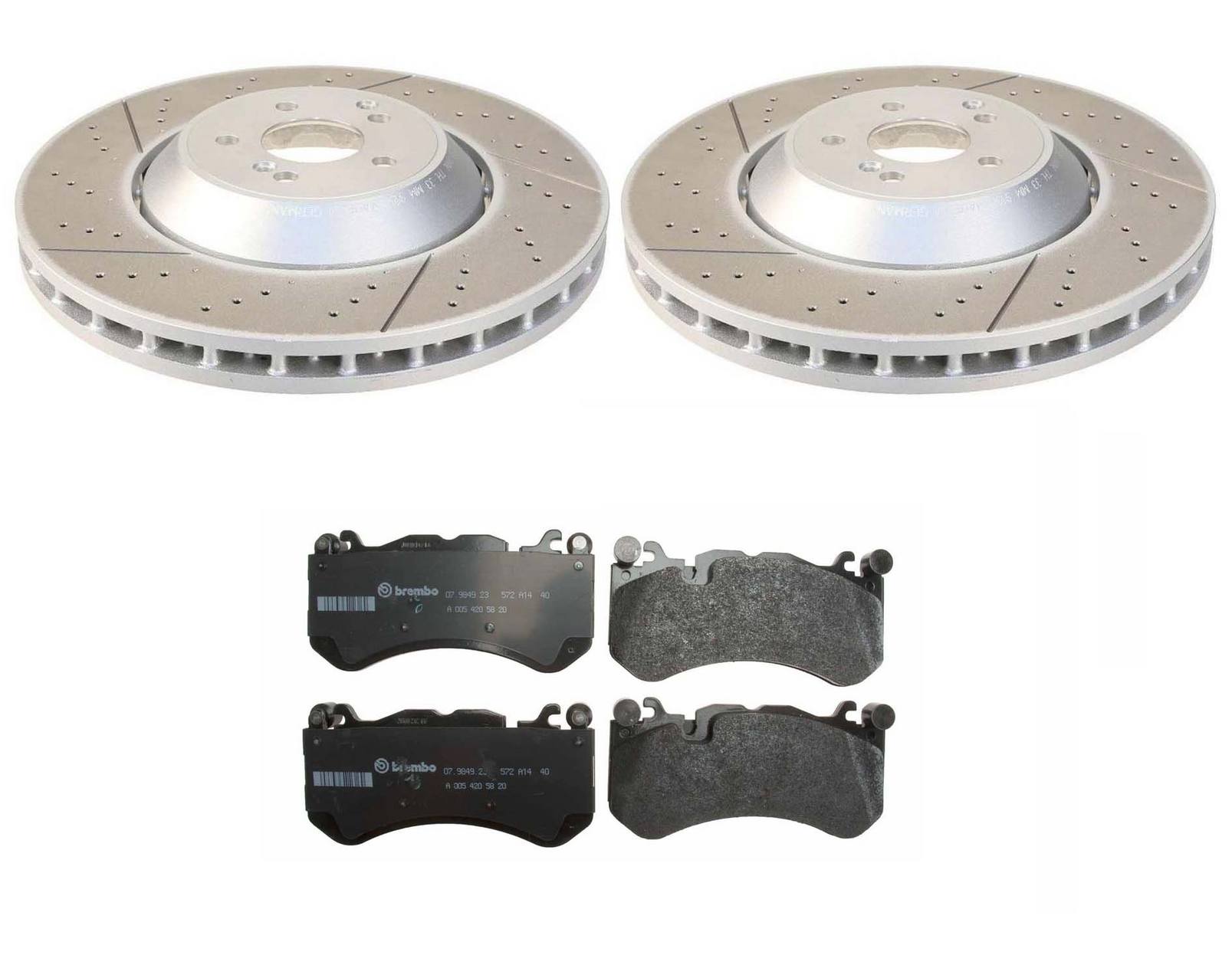 Mercedes-Benz Disc Brake Pad and Rotor Kit – Front (390mm) (Drilled) (Slotted) 2224212612