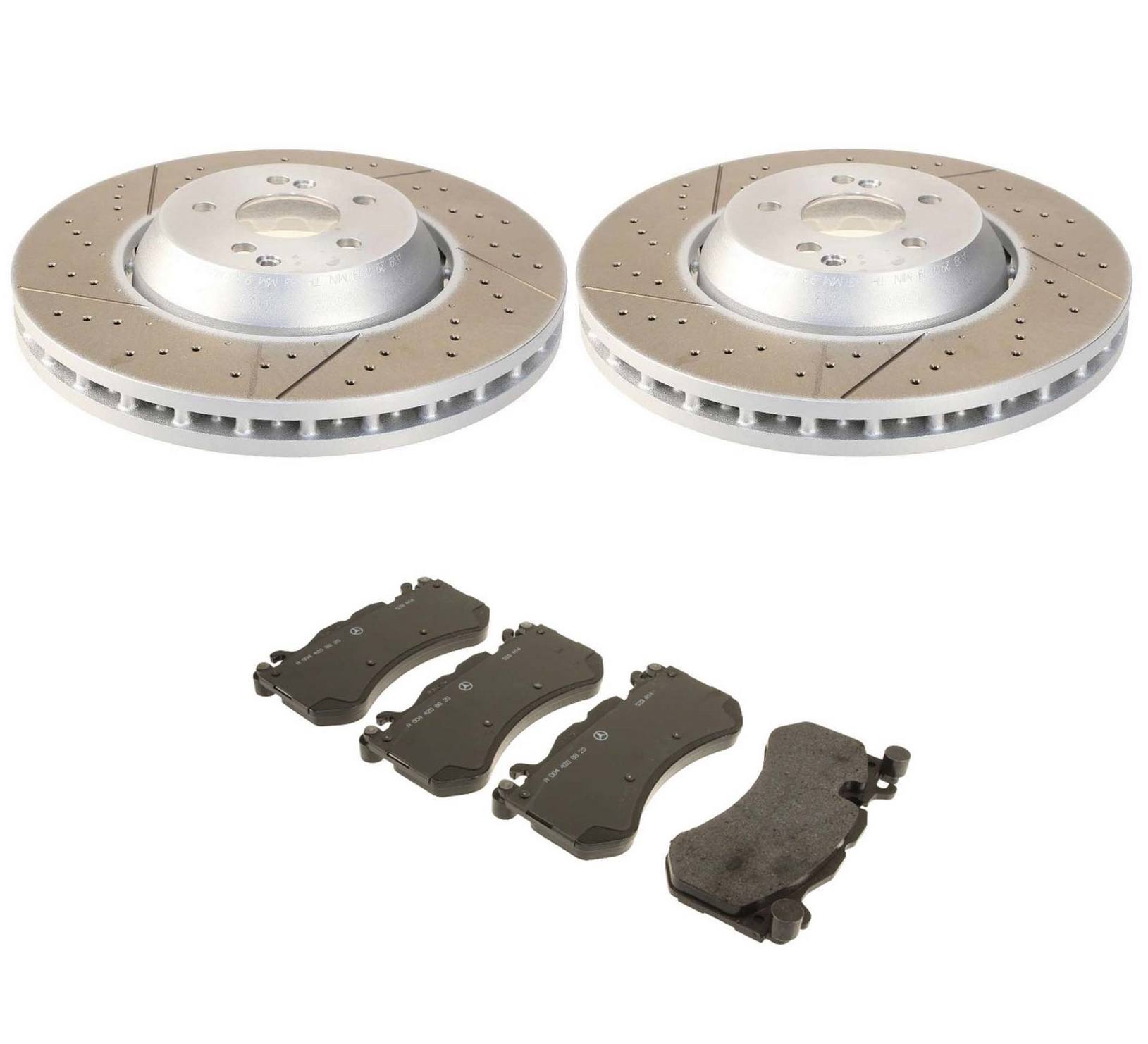 Mercedes-Benz Disc Brake Pad and Rotor Kit – Front (360mm) (Drilled) (Slotted) 2124210512