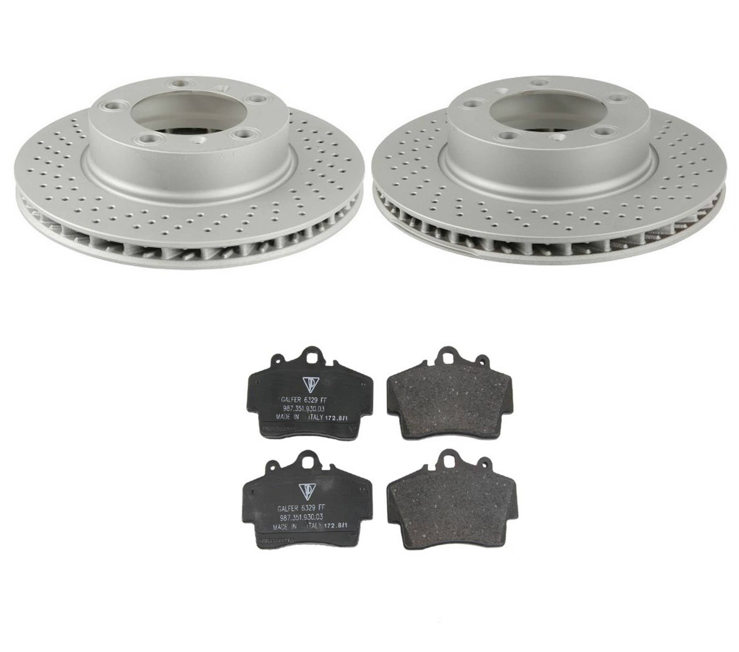 Porsche Disc Brake Pad and Rotor Kit – Front (298mm) (Drilled) 98735140201