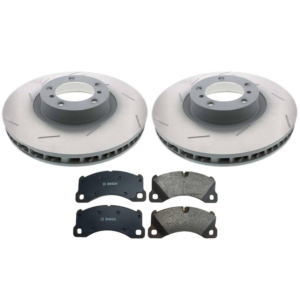 Porsche Disc Brake Pad and Rotor Kit – Front (360mm) (Slotted) (Semi-Metallic) – Bosch 971615301L