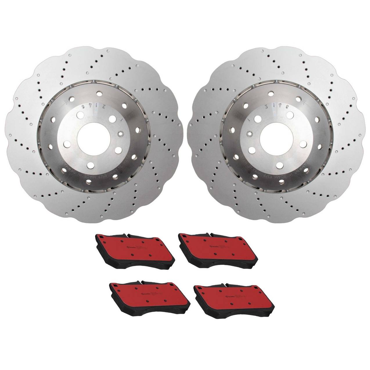 Audi Disc Brake Pad and Rotor Kit – Front (390mm) (Drilled-Dimpled) (Ceramic) 4G0615301AH