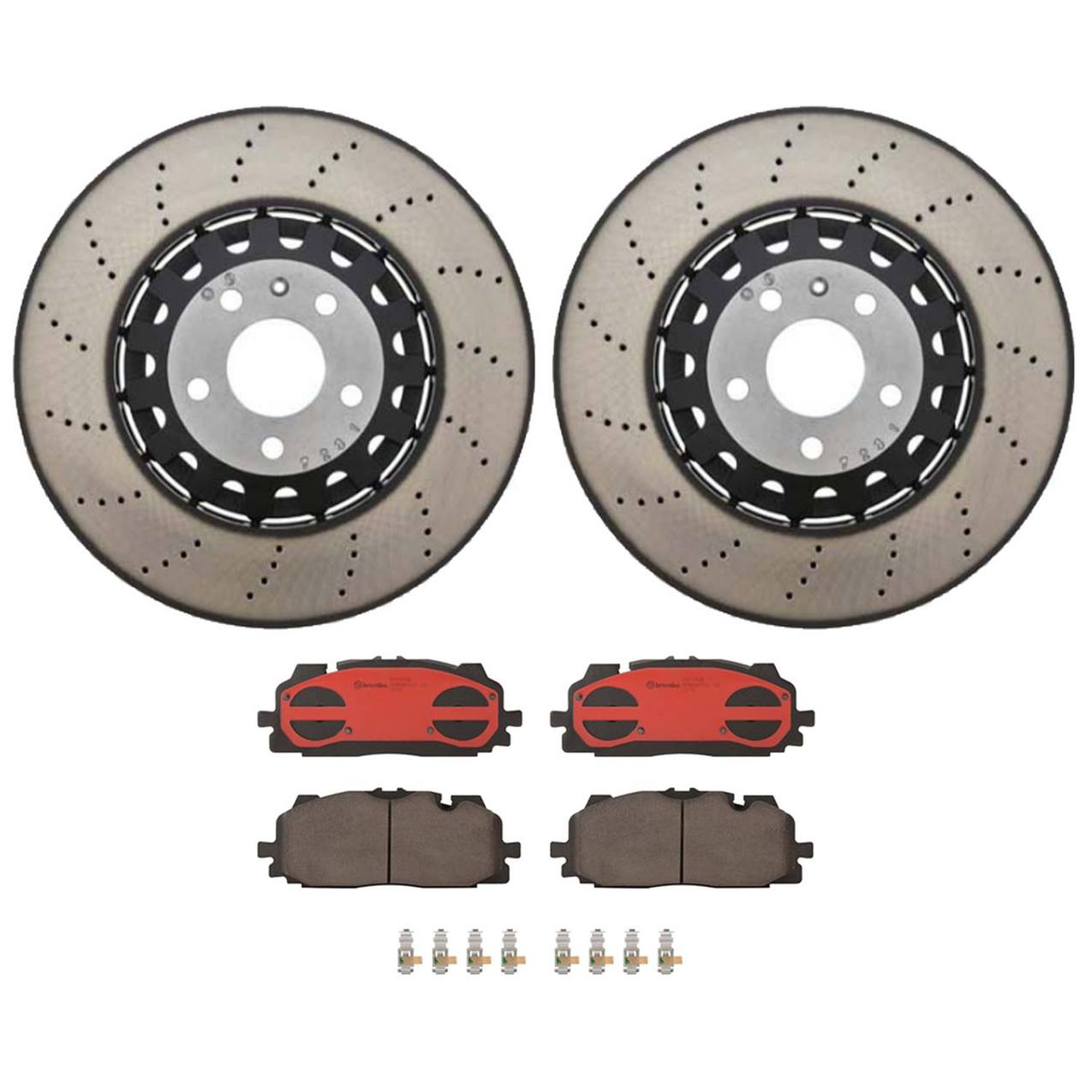 Audi Disc Brake Pad and Rotor Kit – Front (375mm) (Drilled) (Ceramic) 4M0615301AM