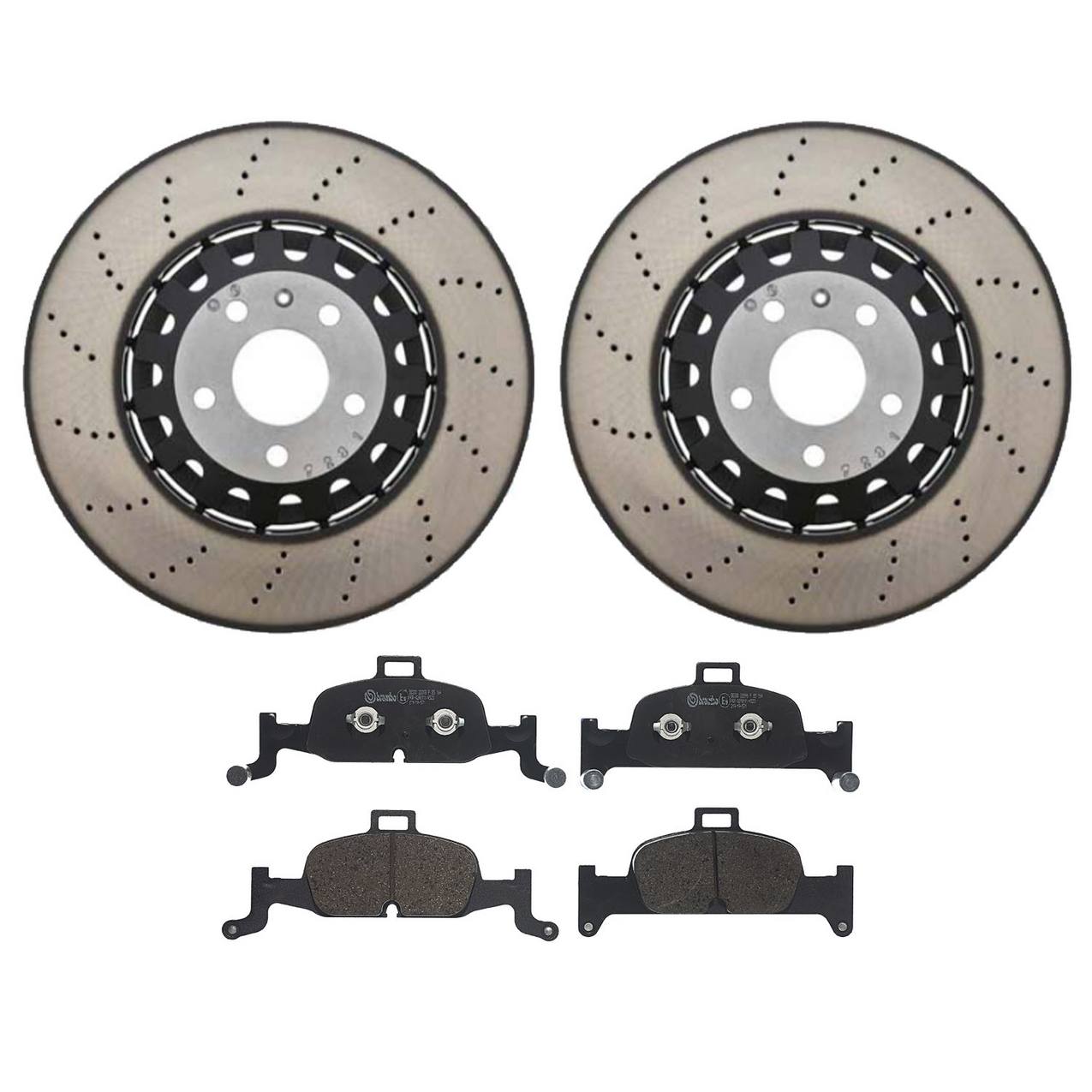 Audi Disc Brake Pad and Rotor Kit – Front (375mm) (Drilled) (Low-Met) 4M0615301AM