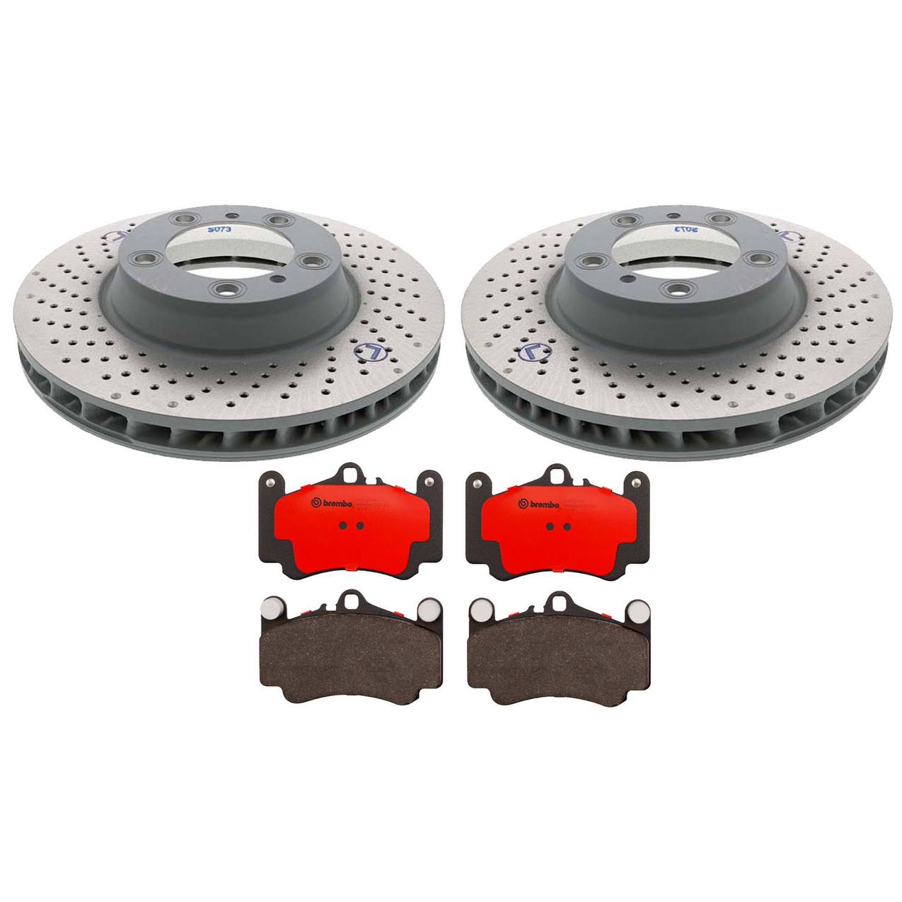 Porsche Disc Brake Pad and Rotor Kit – Front (330mm) (Drilled) (Ceramic) 99635140905