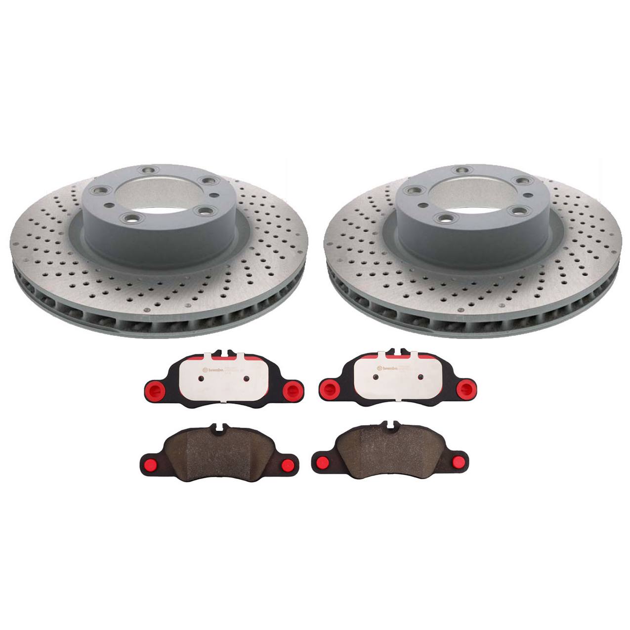 Porsche Disc Brake Pad and Rotor Kit – Front (330mm) (Drilled) (Ceramic) 99735140101