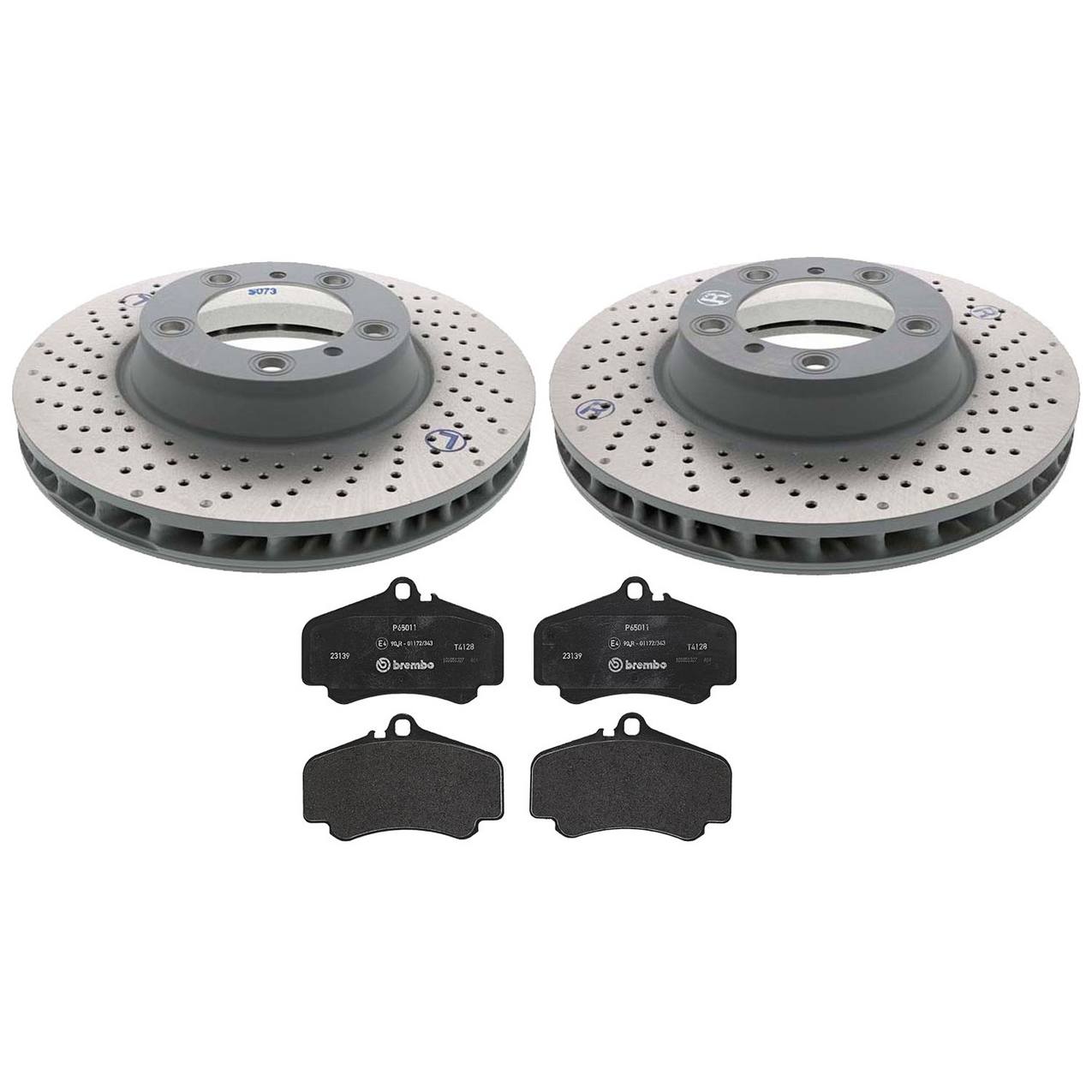 Porsche Disc Brake Pad and Rotor Kit – Front (330mm) (Drilled) (Low-Met) 99635140905