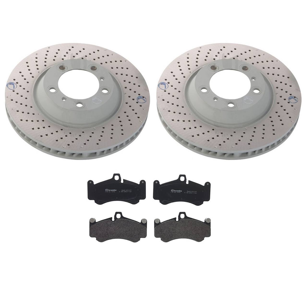 Porsche Disc Brake Pad and Rotor Kit – Front (330mm) (Drilled) (Low-Met) 99735140990