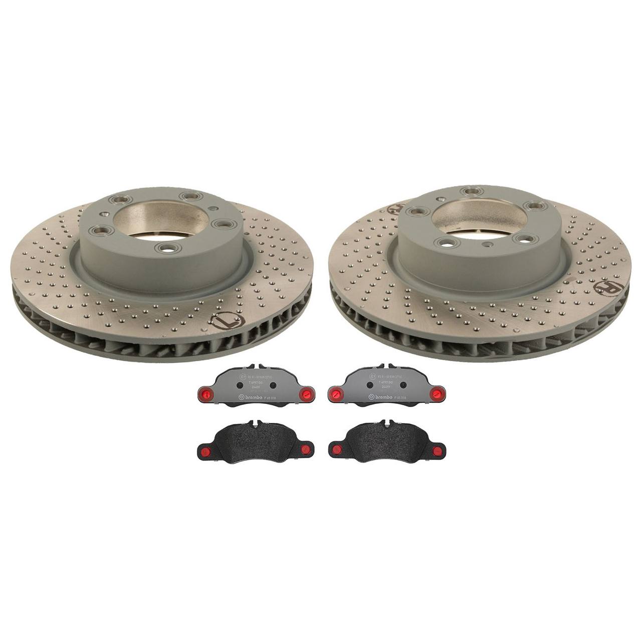 Porsche Disc Brake Pad and Rotor Kit – Front (315mm) (Drilled) (Low-Met) 98135140101