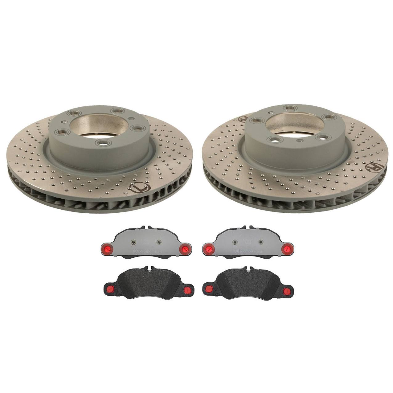 Porsche Disc Brake Pad and Rotor Kit – Front (315mm) (Drilled) (Low-Met) 98135140201