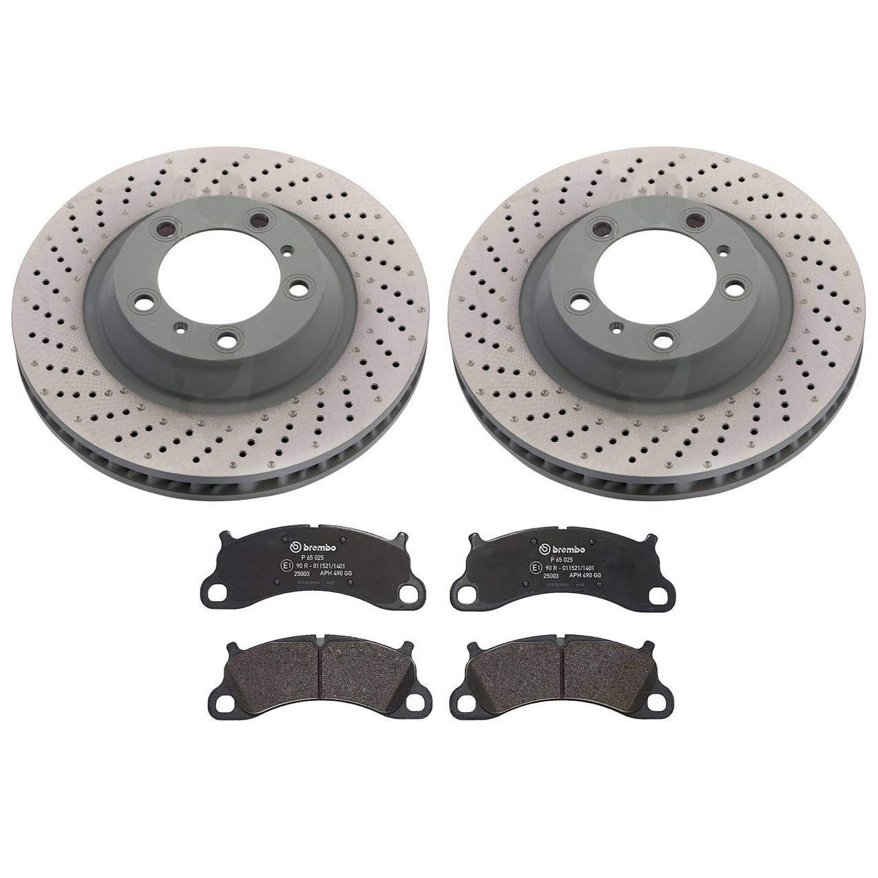 Porsche Disc Brake Pad and Rotor Kit – Front (340mm) (Drilled) (Low-Met) 99135140401