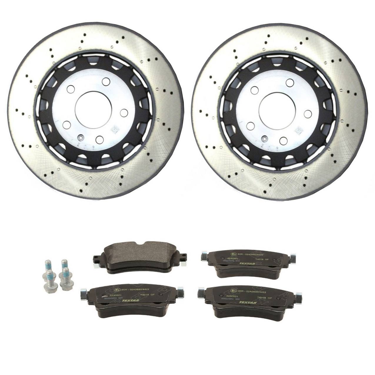 Audi Disc Brake Pad and Rotor Kit – Rear (330mm) (Drilled-Composite) 8W0615601G