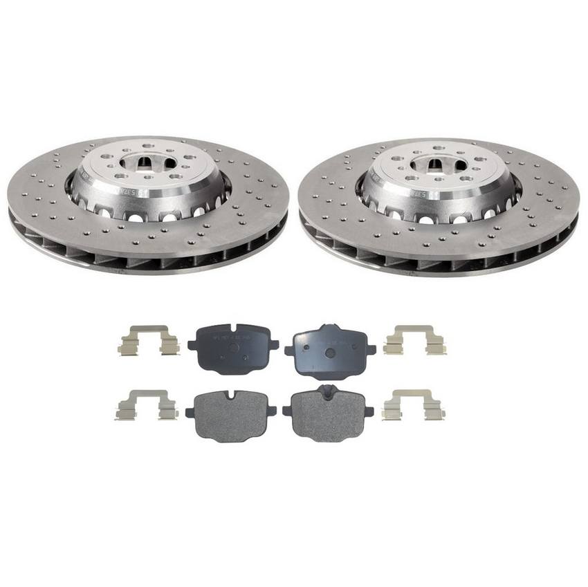 BMW Disc Brake Pad and Rotor Kit – Rear (370mm) (Drilled-Composite) 34118054827