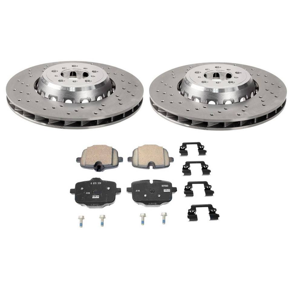 BMW Disc Brake Pad and Rotor Kit – Rear (380mm) (Drilled-Composite) 34208074286