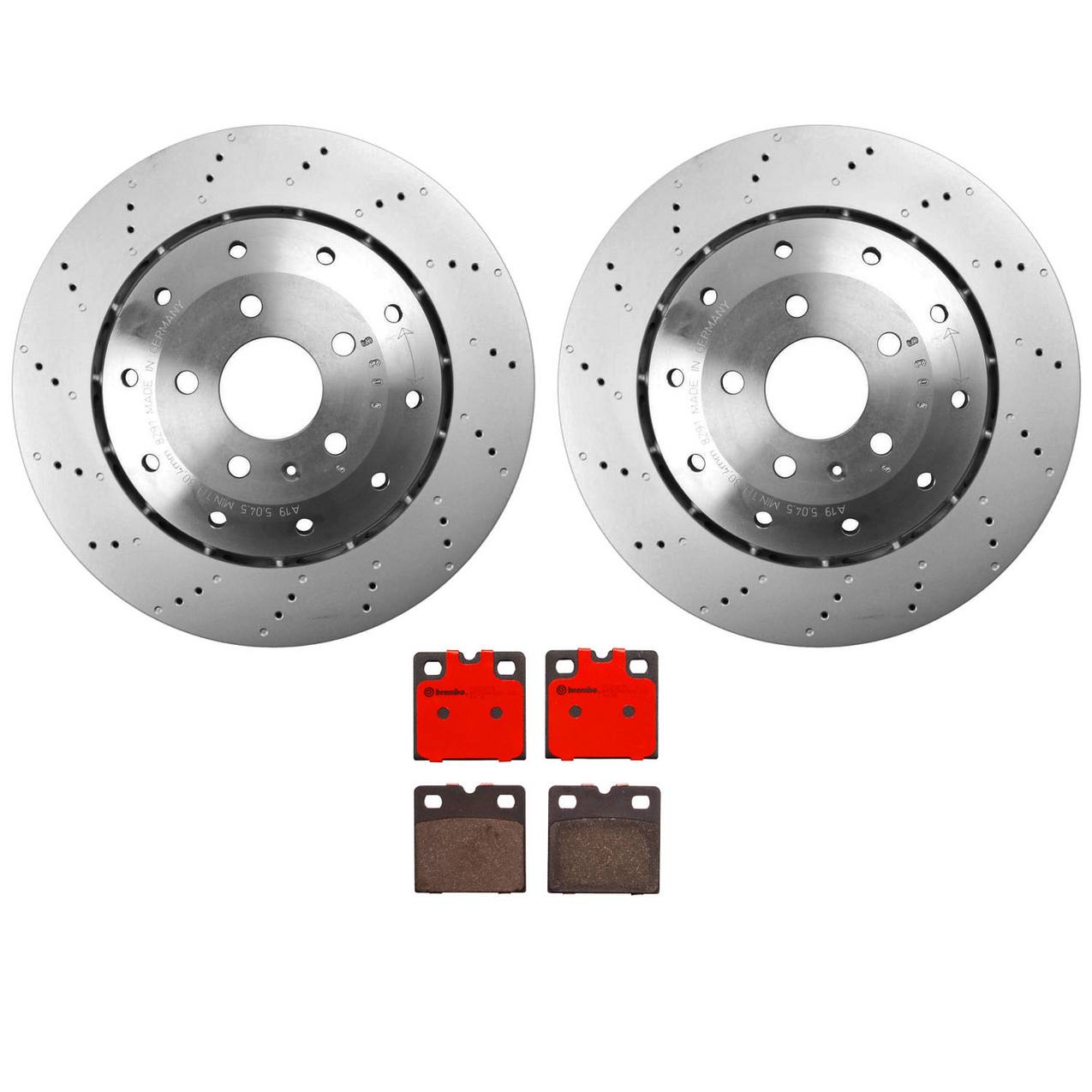 Audi Disc Brake Pad and Rotor Kit – Rear (365mm) (Drilled-Dimpled) (Ceramic) 420615601F