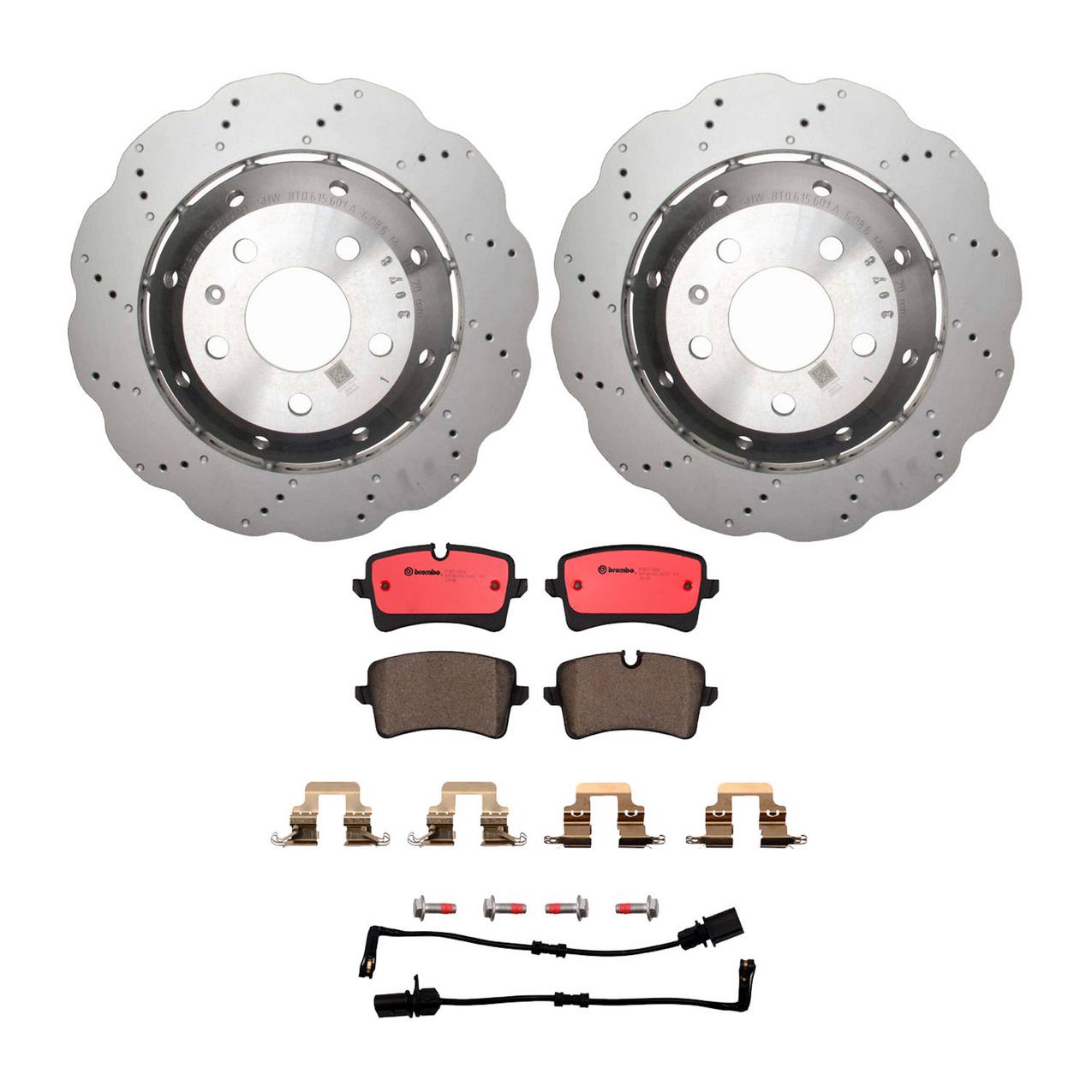 Audi Disc Brake Pad and Rotor Kit – Rear (330mm) (Drilled) (Ceramic) 8T0615601A