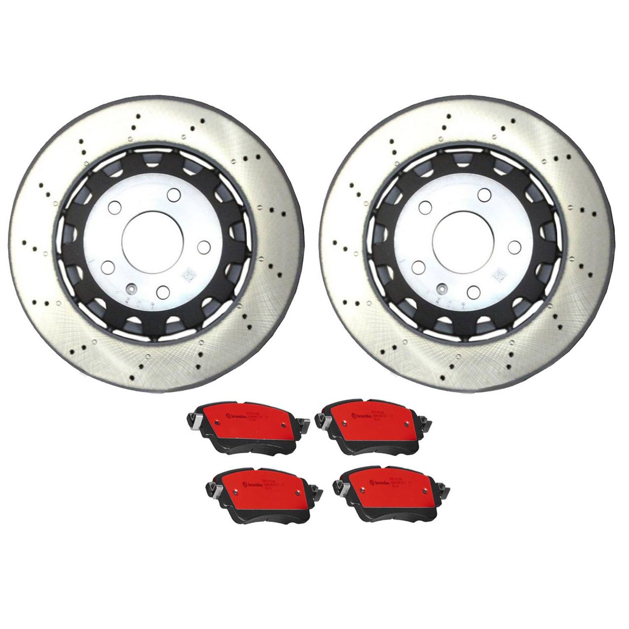 Audi Disc Brake Pad and Rotor Kit – Rear (330mm) (Drilled) (Ceramic) – Vented 8W0615601G