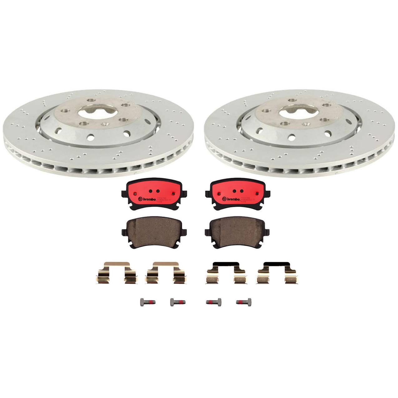 Audi Disc Brake Pad and Rotor Kit – Rear (324mm) (Drilled) (Ceramic) 8E0615601AB