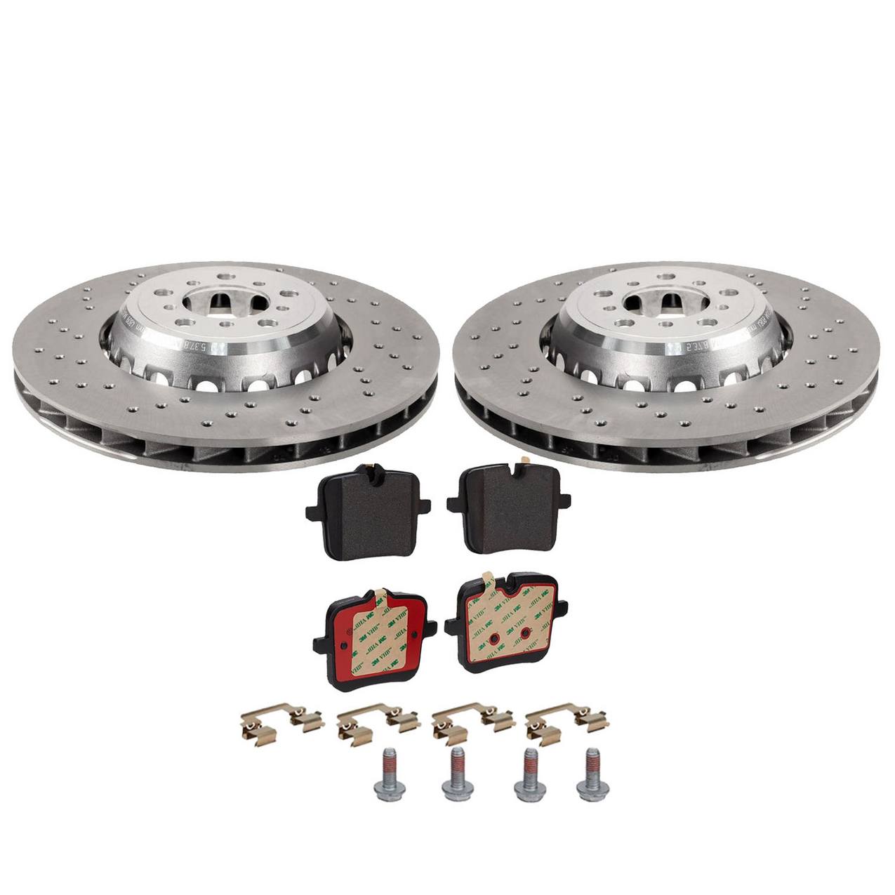 BMW Disc Brake Pad and Rotor Kit – Rear (380mm) (Drilled) (Ceramic) 34208074285