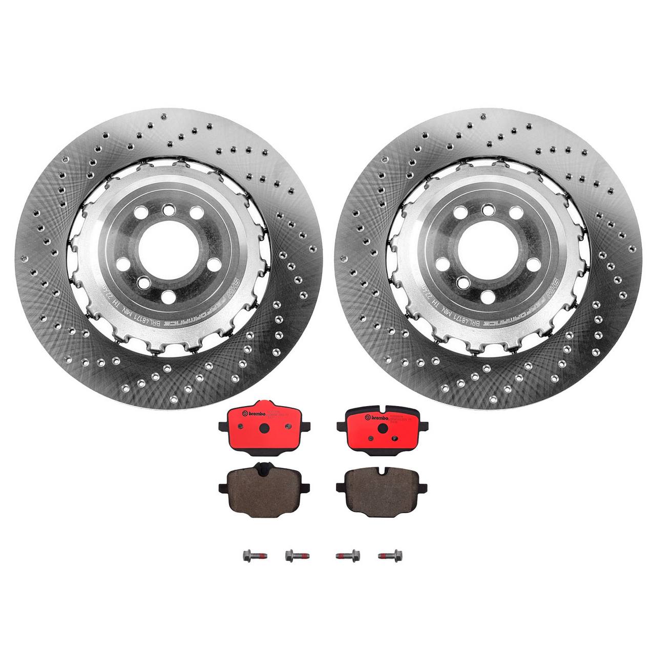 BMW Disc Brake Pad and Rotor Kit – Rear (400mm) (Drilled) (Ceramic) 34212284104