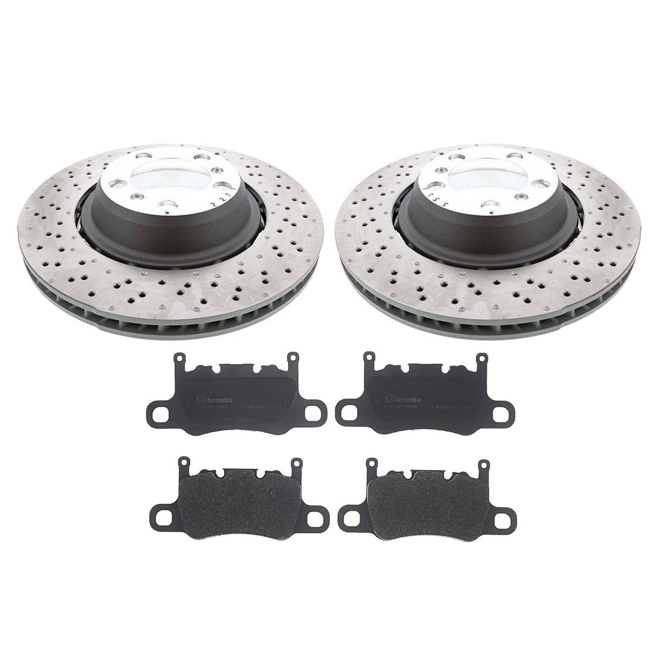 Porsche Disc Brake Pad and Rotor Kit – Rear (380mm) (Drilled) (Low-Met) 99135240780