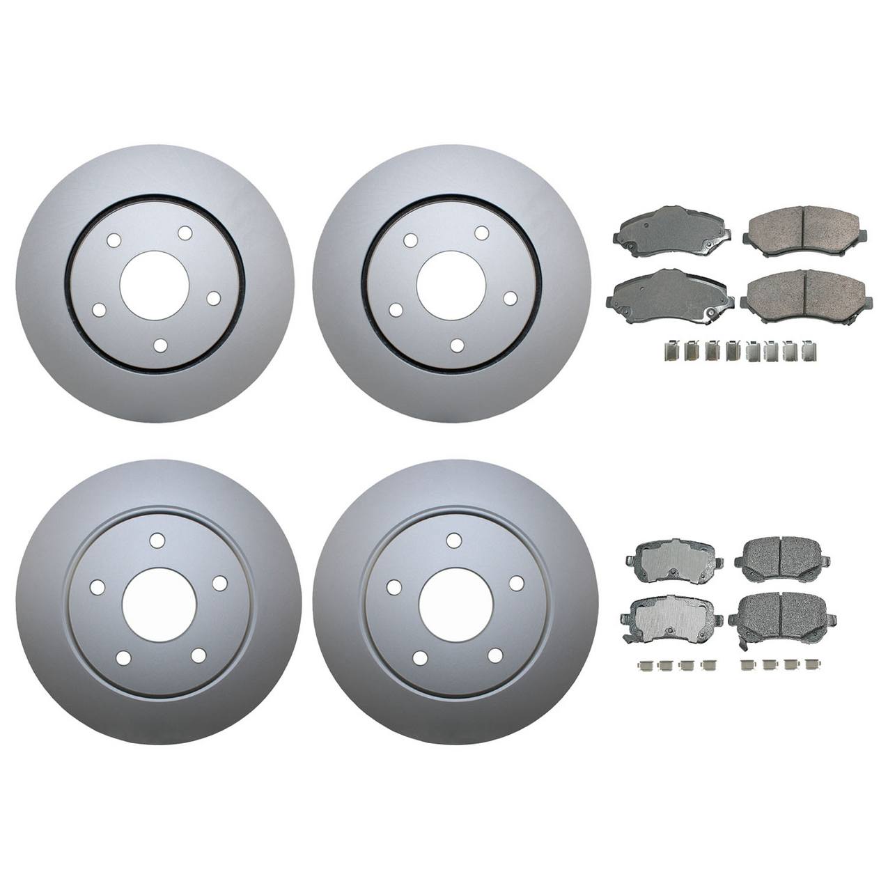 Volkswagen Disc Brake Pad and Rotor Kit – Front and Rear (302mm/305mm) (Ceramic) – Akebono ProACT K04721995AB