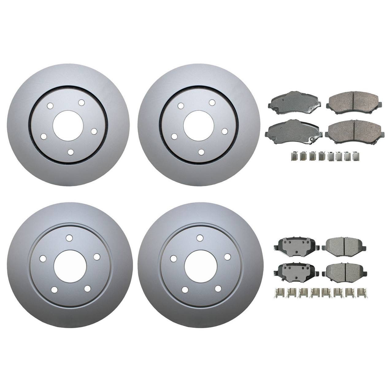 Volkswagen Disc Brake Pad and Rotor Kit – Front and Rear (302mm/305mm) (Ceramic) – Akebono ProACT K04721995AB