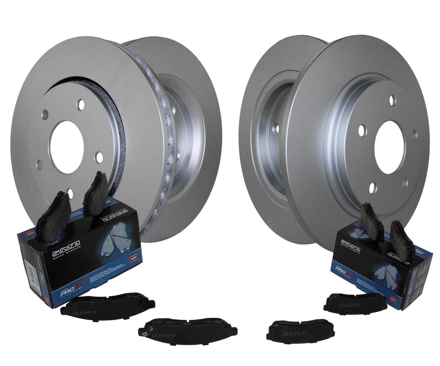 Volkswagen Disc Brake Pad and Rotor Kit – Front and Rear (302mm/305mm) (Ceramic) – Akebono ProACT K04721995AB