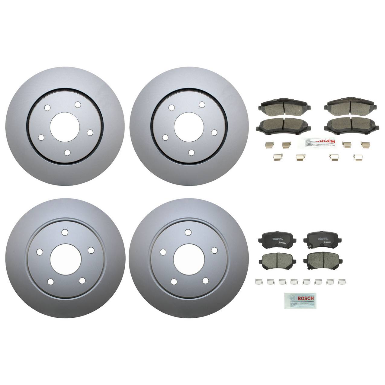 Volkswagen Disc Brake Pad and Rotor Kit – Front and Rear (302mm/305mm) (Ceramic) – Bosch QuietCast K04721995AB