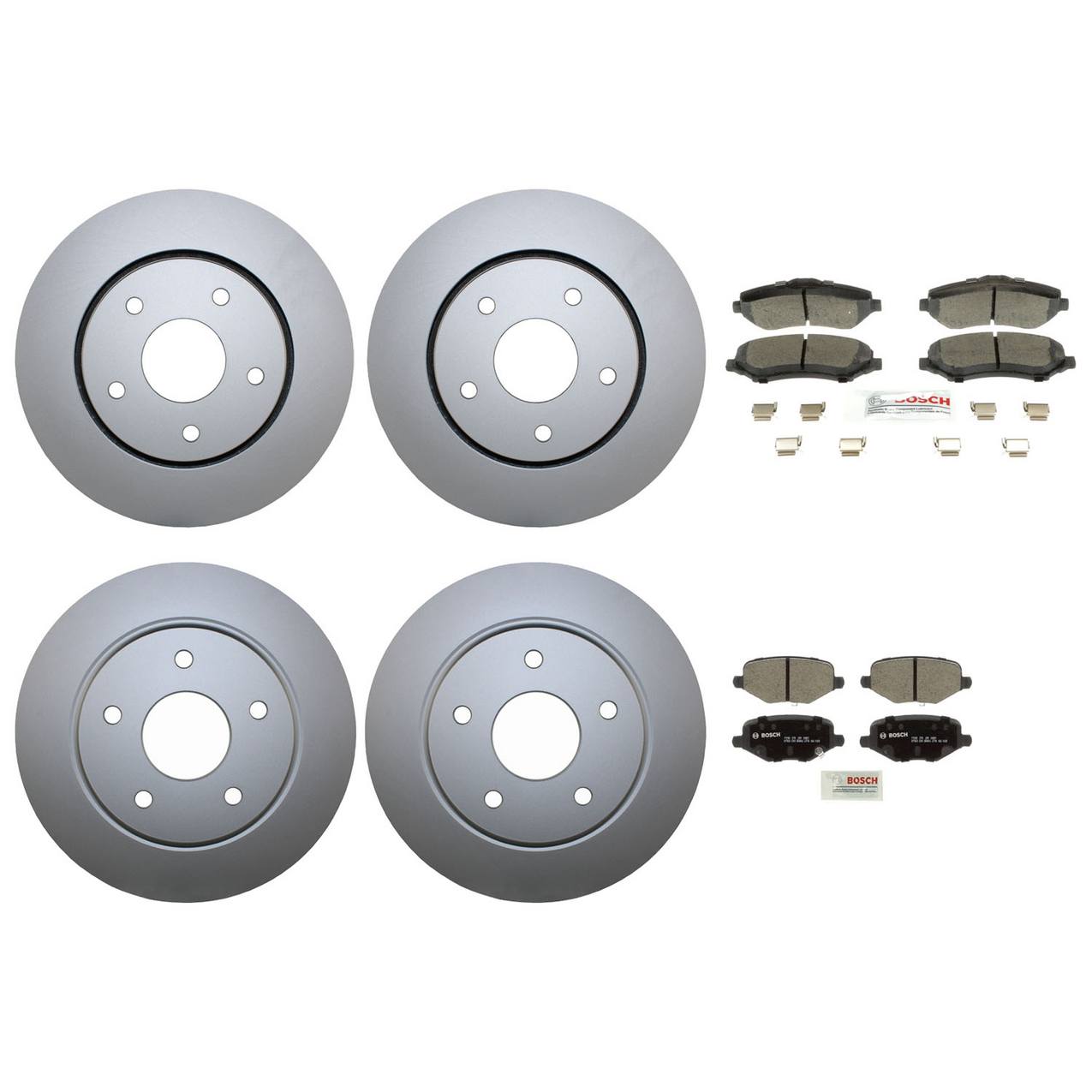 Volkswagen Disc Brake Pad and Rotor Kit – Front and Rear (302mm/305mm) (Ceramic) – Bosch QuietCast K04721995AB