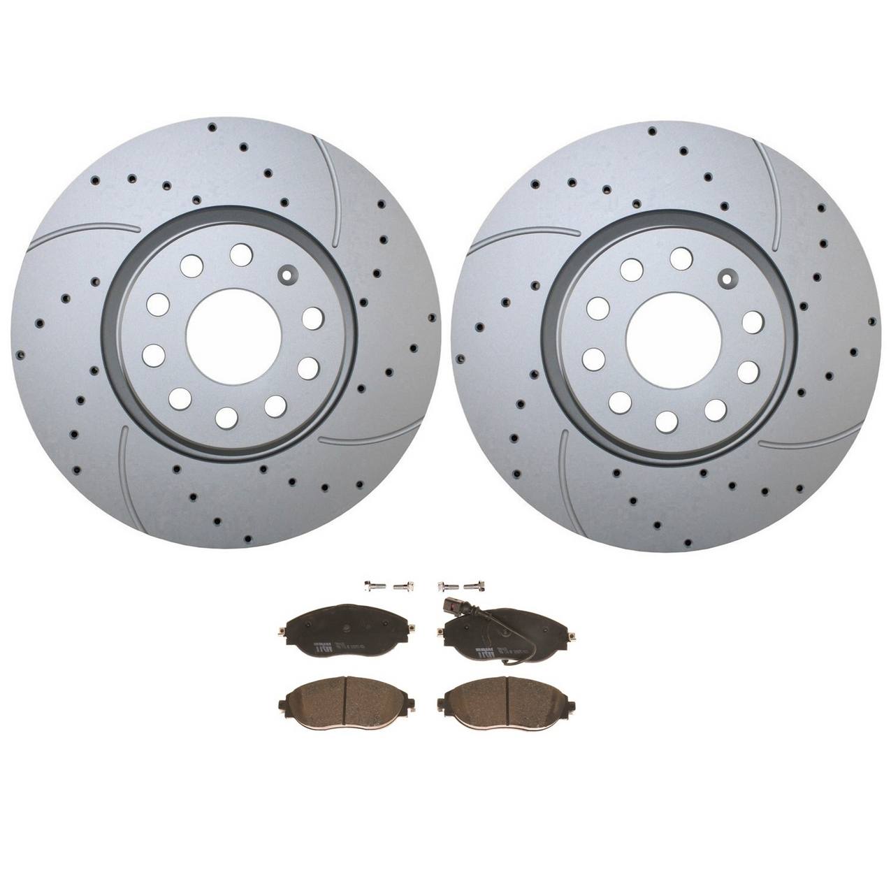 Volkswagen Disc Brake Pad and Rotor Kit – Front (312mm) (Drilled) (Low-Metallic) – TRW Pro 5Q0615301F