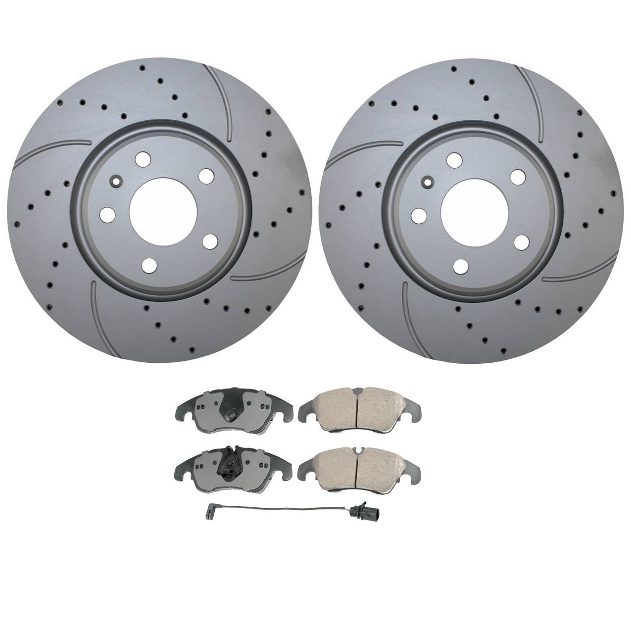 Audi Disc Brake Pad and Rotor Kit – Front (320mm) (Drilled) (Ceramic) – Akebono EURO 8R0615301F