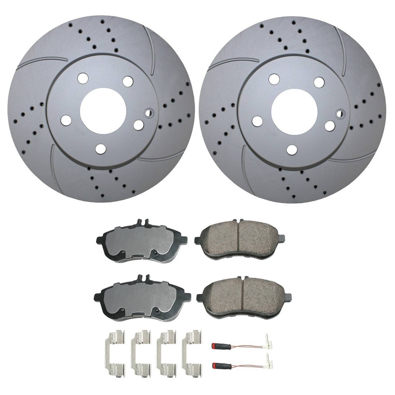 Mercedes-Benz Disc Brake Pad and Rotor Kit – Front (295mm) (Drilled) (Ceramic) – Akebono EURO 2124211312