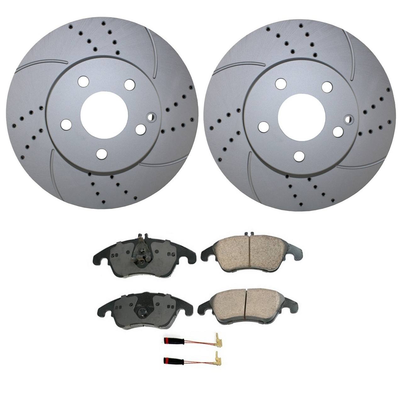 Mercedes-Benz Disc Brake Pad and Rotor Kit – Front (295mm) (Drilled) (Ceramic) – Akebono EURO 2124211312