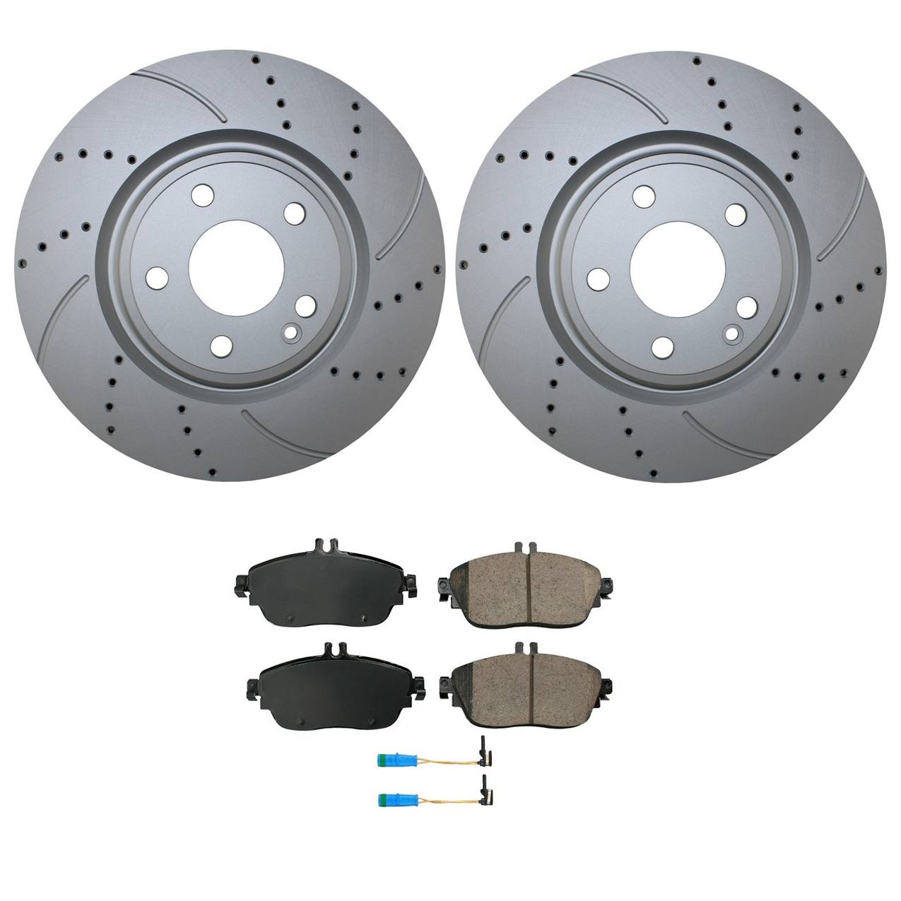 Mercedes-Benz Disc Brake Pad and Rotor Kit – Front (320mm) (Drilled) (Ceramic) – Akebono EURO 2464212612