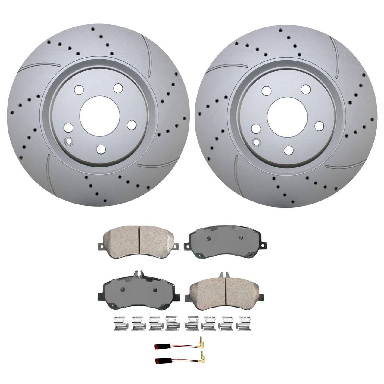 Mercedes-Benz Disc Brake Pad and Rotor Kit – Front (330mm) (Drilled) (Ceramic) – Akebono EURO 2114211412