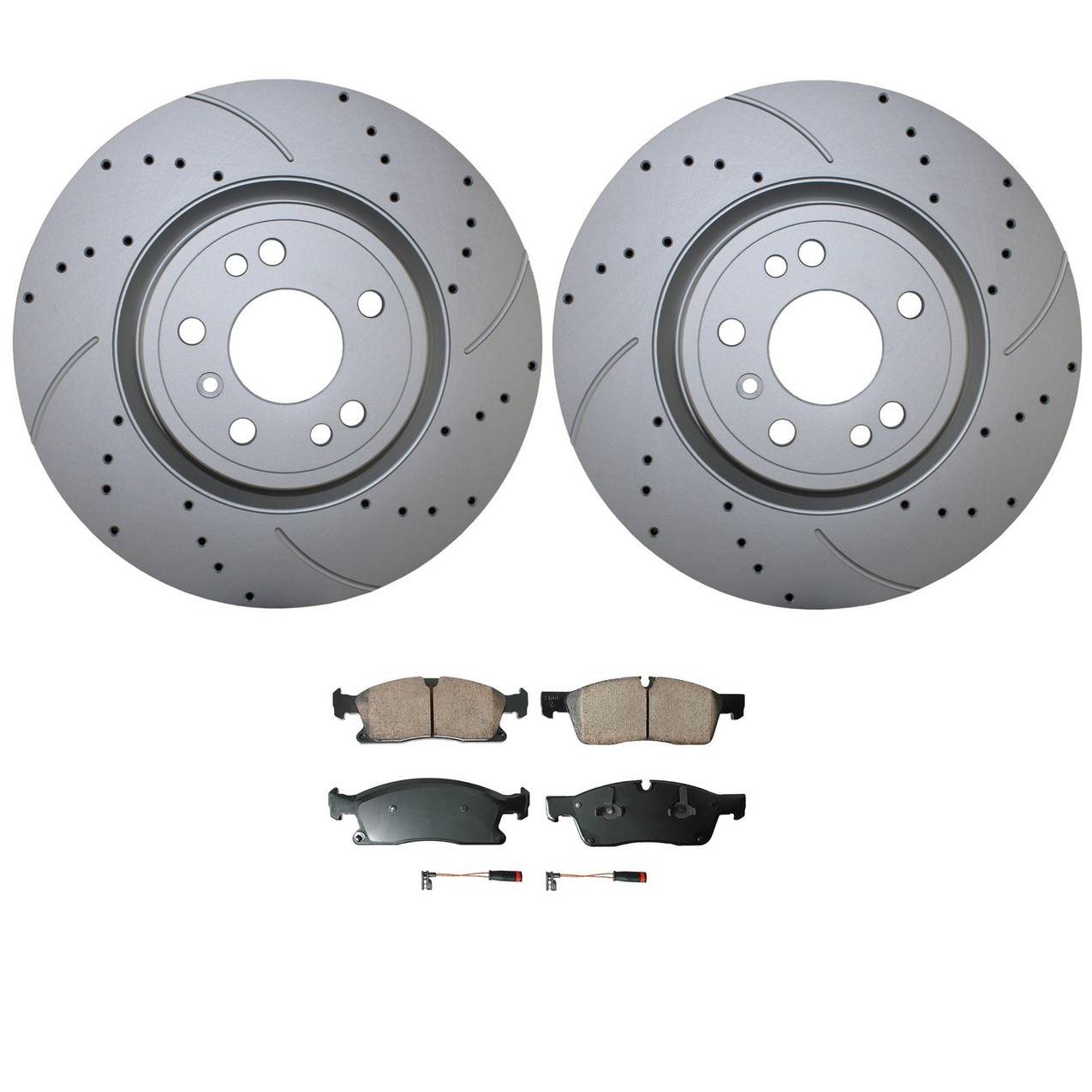 Mercedes-Benz Disc Brake Pad and Rotor Kit – Front (330mm) (Drilled) (Ceramic) – Akebono EURO 1664211300