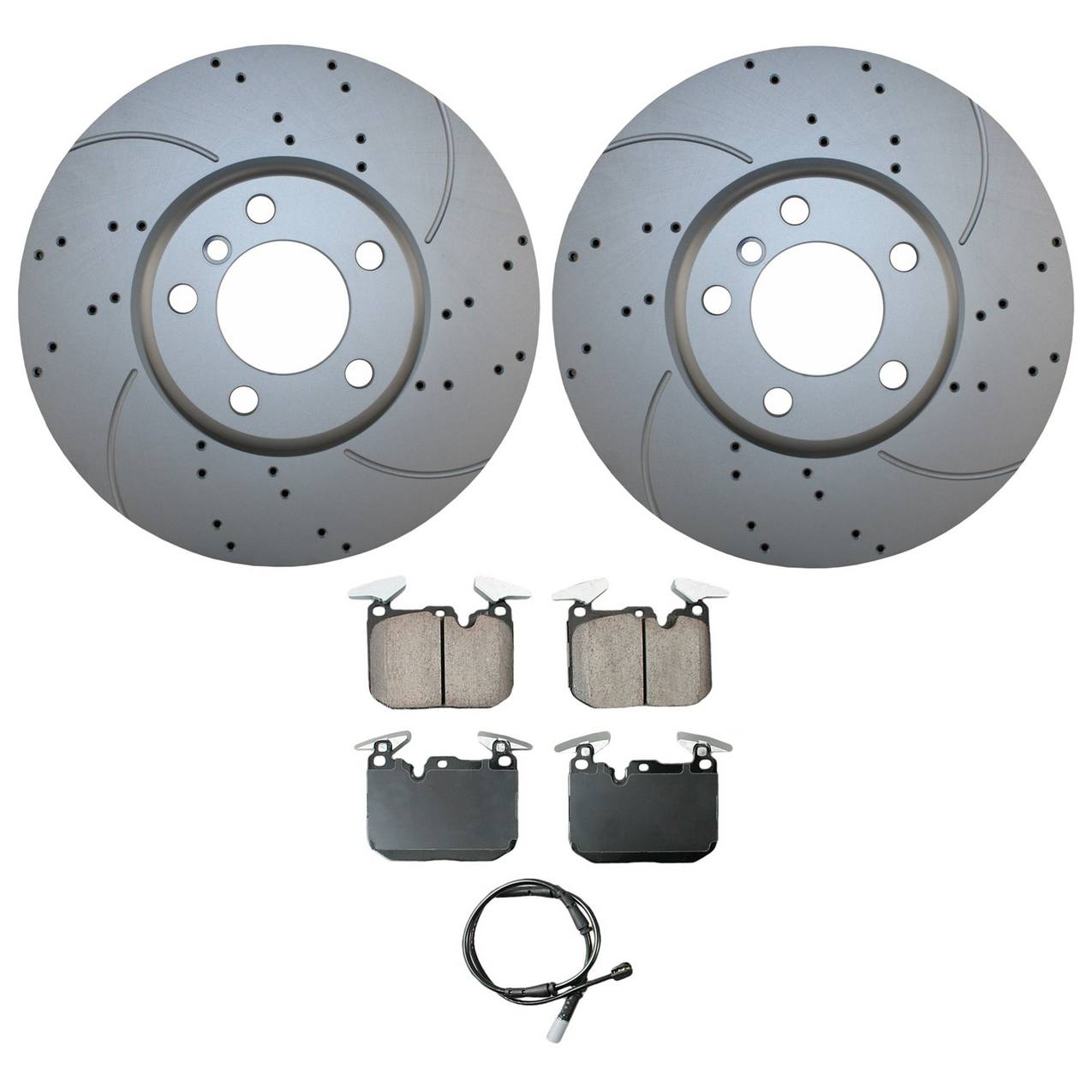 BMW Disc Brake Pad and Rotor Kit – Front (340mm) (Drilled) (Ceramic) – Akebono EURO 34116792223