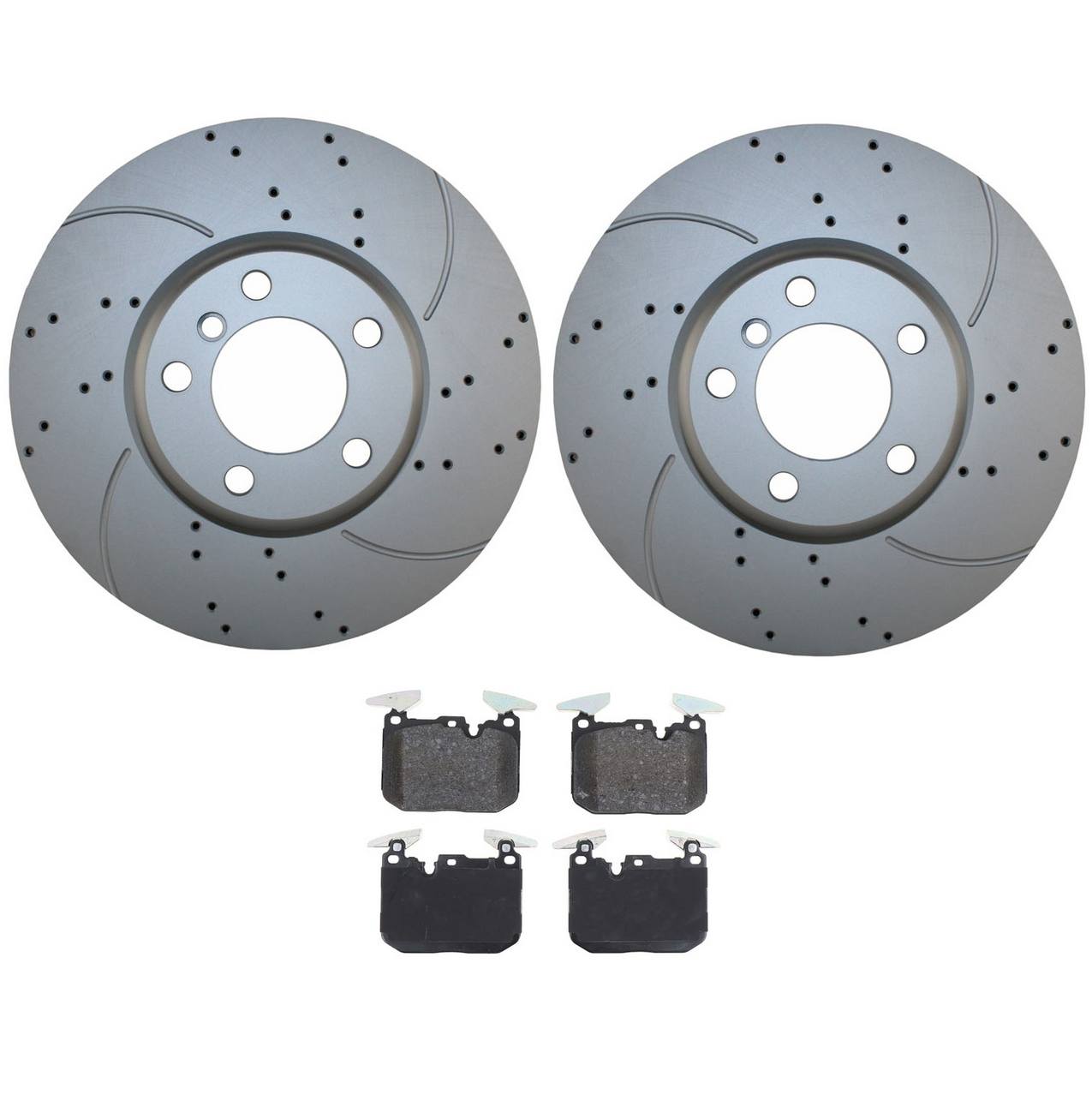 BMW Disc Brake Pad and Rotor Kit – Front (340mm) (Drilled) (Semi-Metallic) – Bosch QuietCast 34116792223