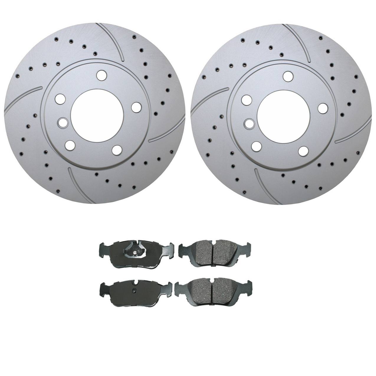 BMW Disc Brake Pad and Rotor Kit – Front (286mm) (Drilled) (Ceramic) – Akebono EURO 34116864060