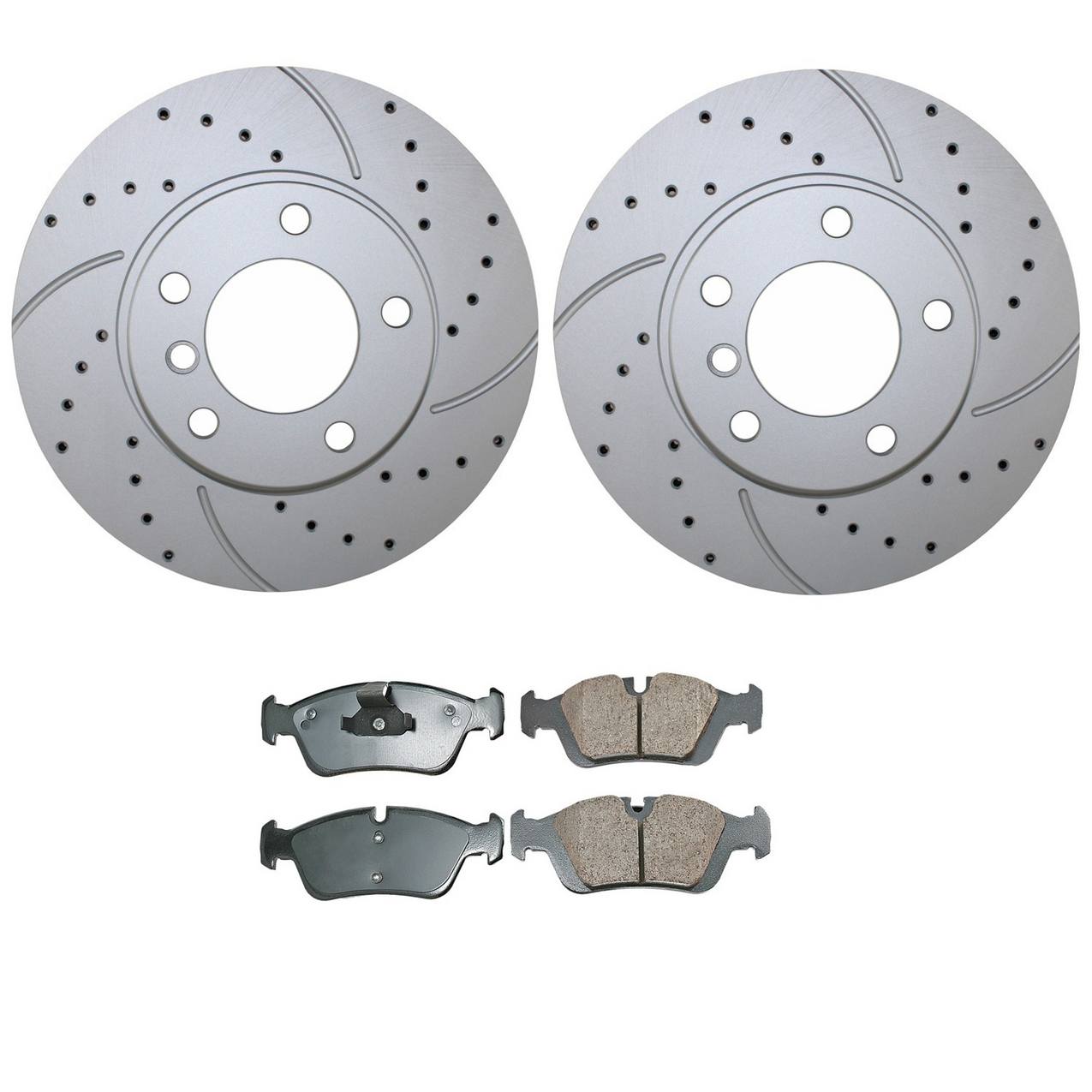 BMW Disc Brake Pad and Rotor Kit – Front (286mm) (Drilled) (Ceramic) – Akebono EURO 34116864060