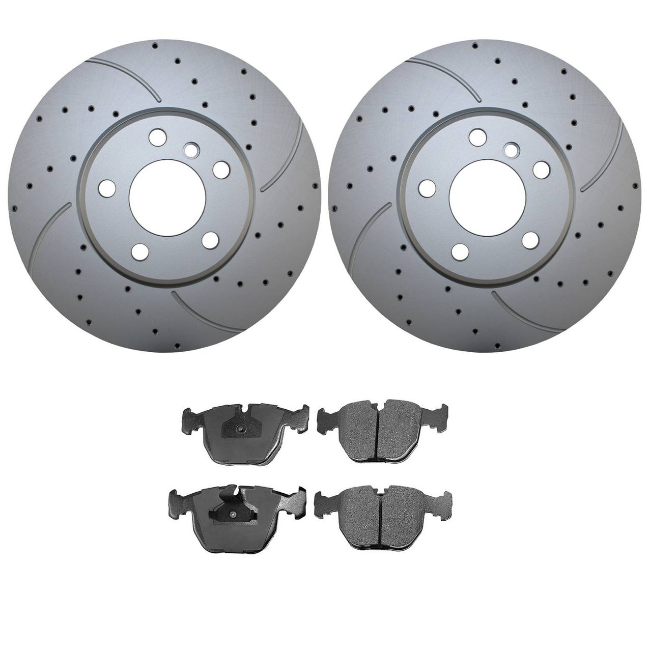 BMW Disc Brake Pad and Rotor Kit – Front (288mm) (Drilled) (Ceramic) – Akebono EURO 34116794304