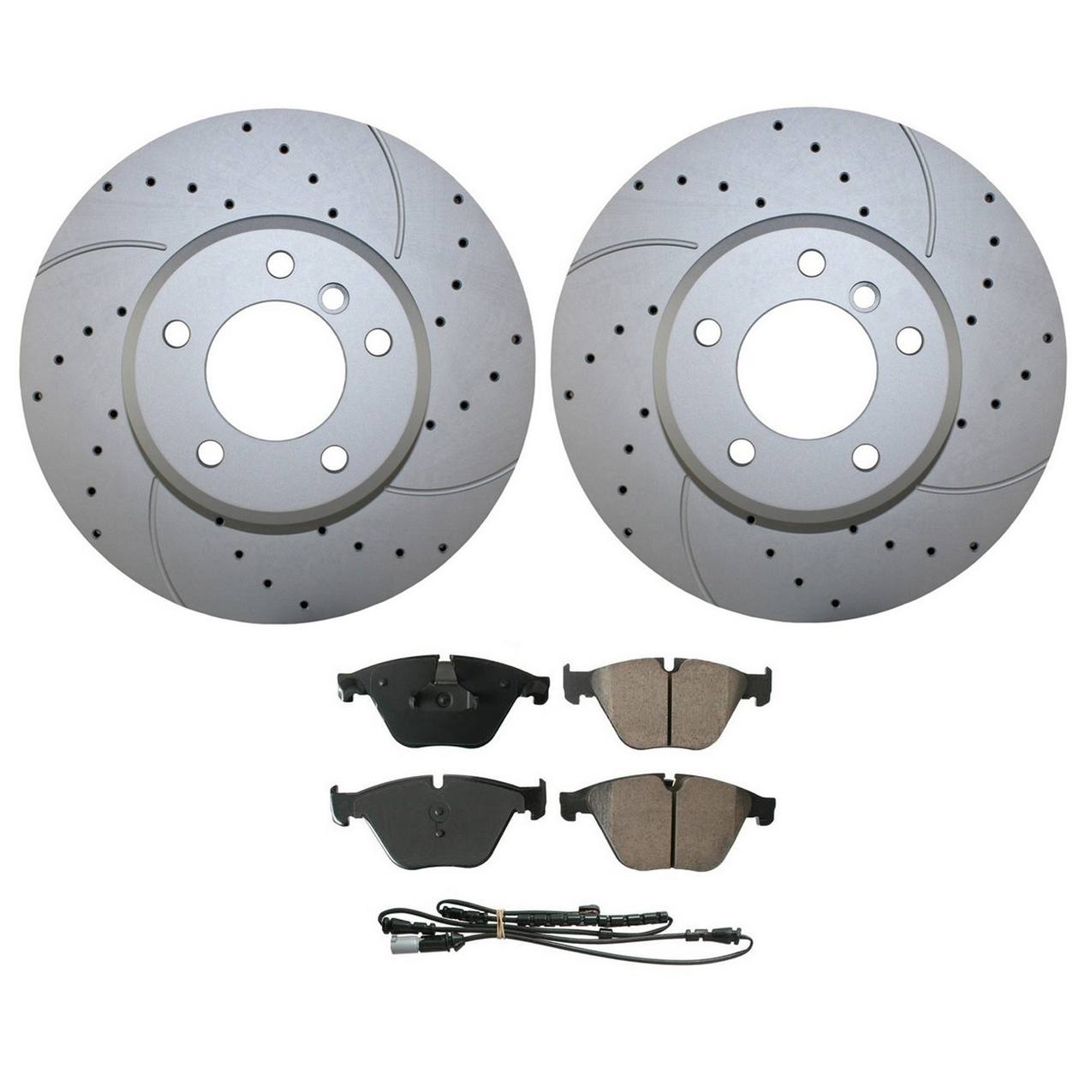 BMW Disc Brake Pad and Rotor Kit – Front (324mm) (Drilled) (Ceramic) – Akebono EURO 34116864906