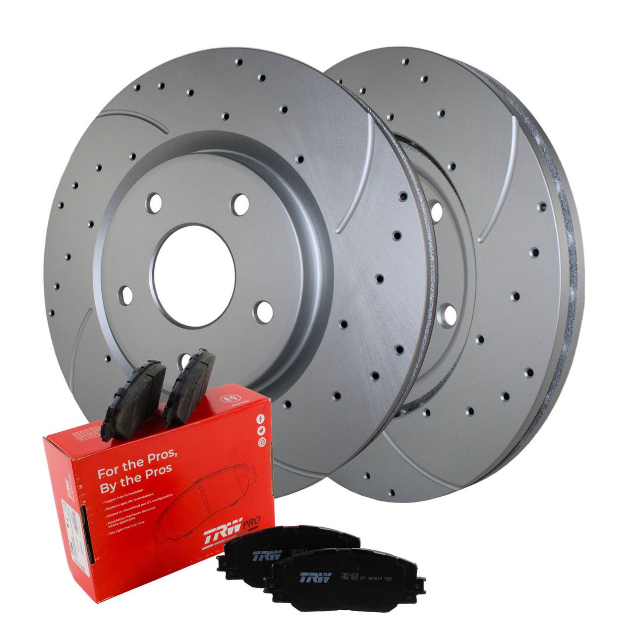 Volkswagen Disc Brake Pad and Rotor Kit – Front (330mm) (Drilled) (Ceramic) – TRW Pro K68192969AA