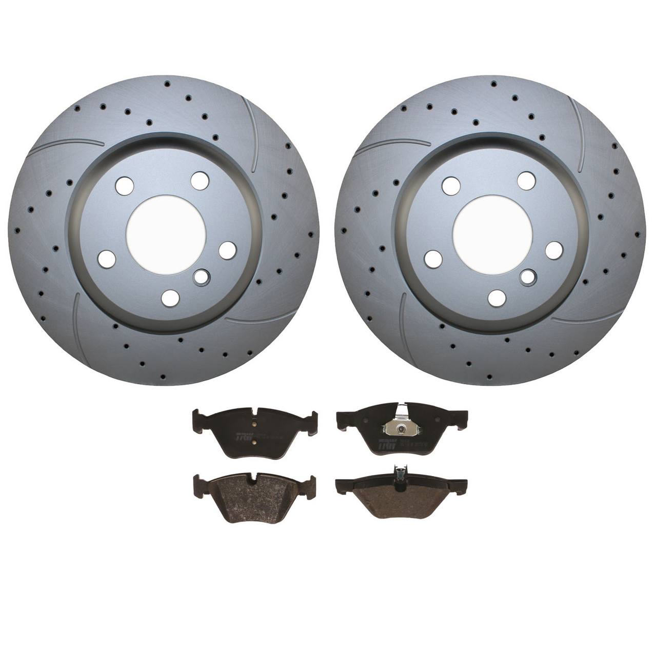 BMW Disc Brake Pad and Rotor Kit – Front (330mm) (Drilled) (Low-Metallic) – TRW Pro 34116896652