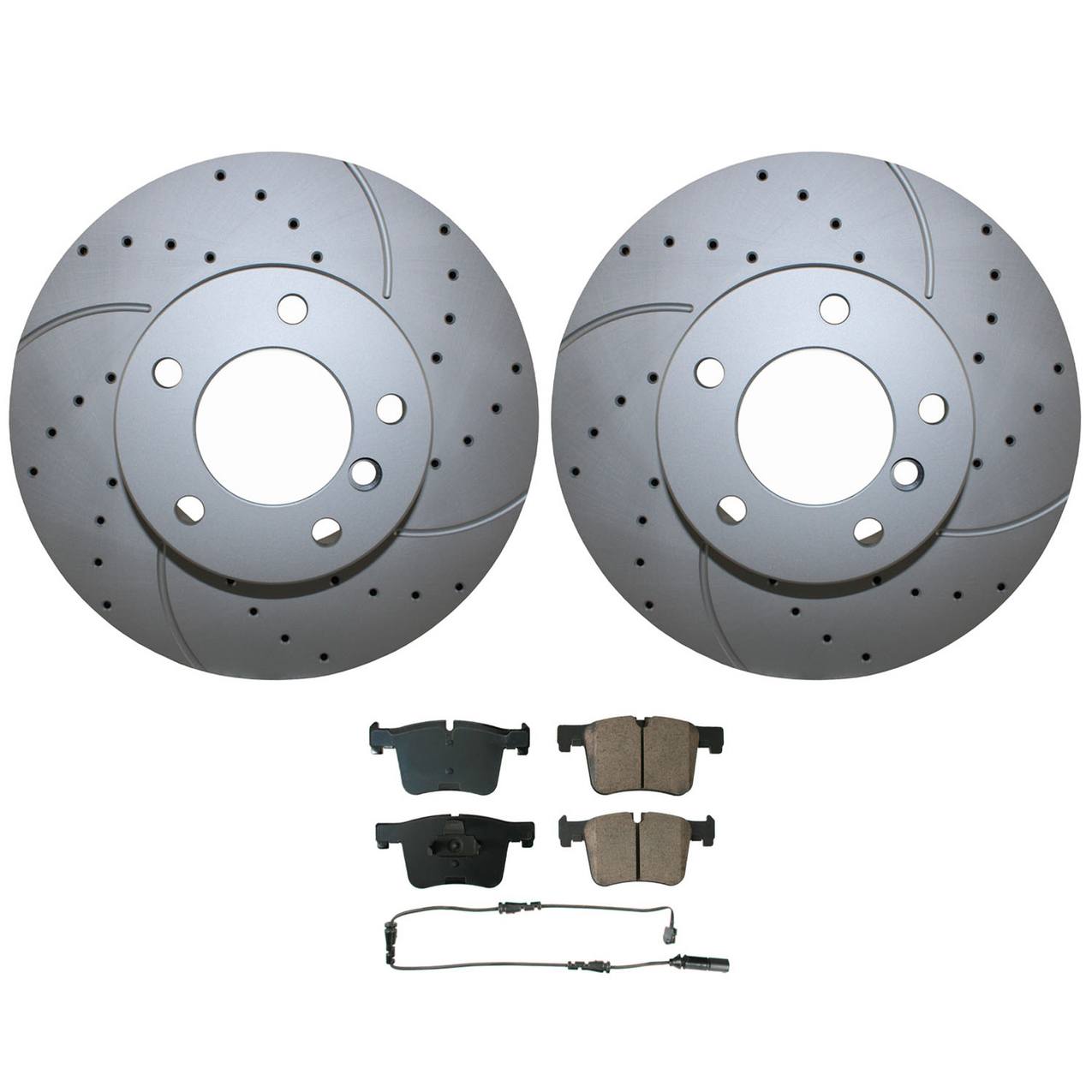 BMW Disc Brake Pad and Rotor Kit – Front (312mm) (Drilled) (Ceramic) – Akebono EURO 34116855692