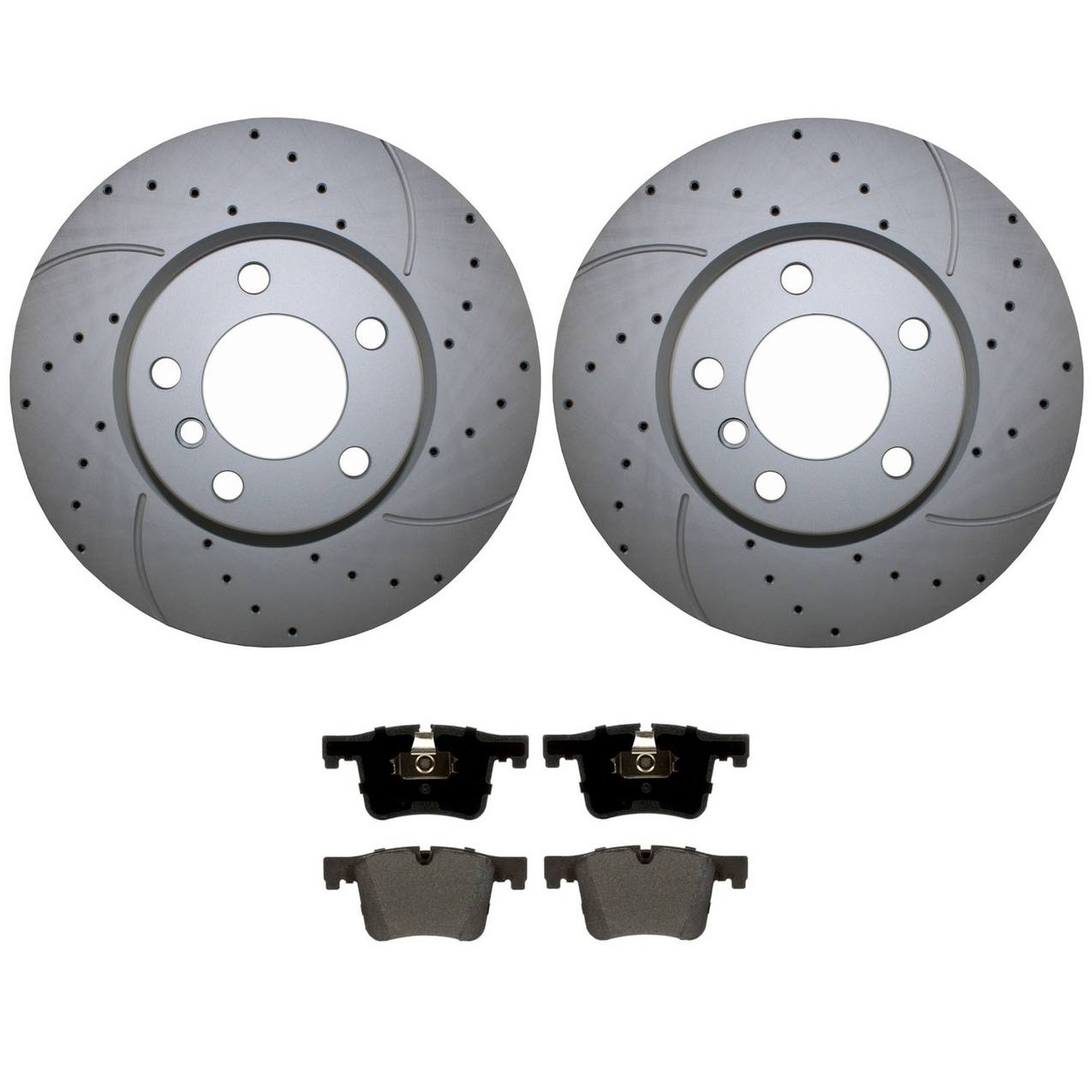 BMW Disc Brake Pad and Rotor Kit – Front (330mm) (Drilled) (Semi-Metallic) – Bosch QuietCast 34116792221