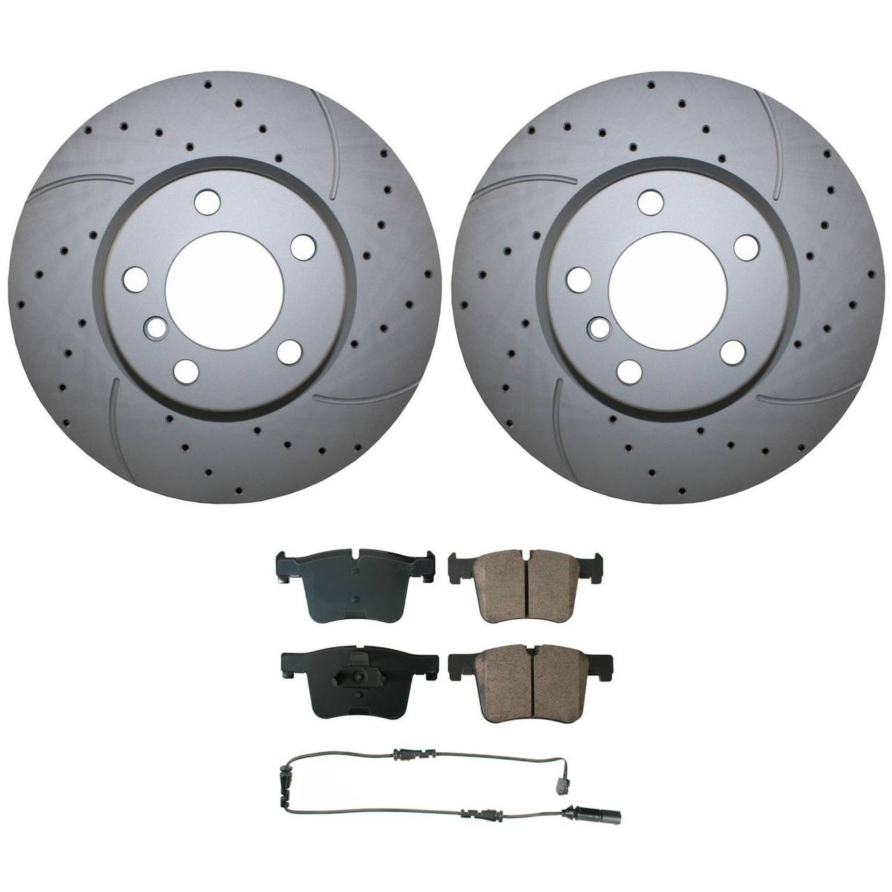 BMW Disc Brake Pad and Rotor Kit – Front (330mm) (Drilled) (Ceramic) – Akebono EURO 34116792221