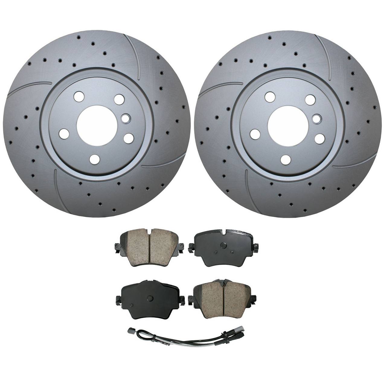 BMW Mini Disc Brake Pad and Rotor Kit – Front (330mm) (Drilled) (Ceramic) – Akebono EURO 34116865713