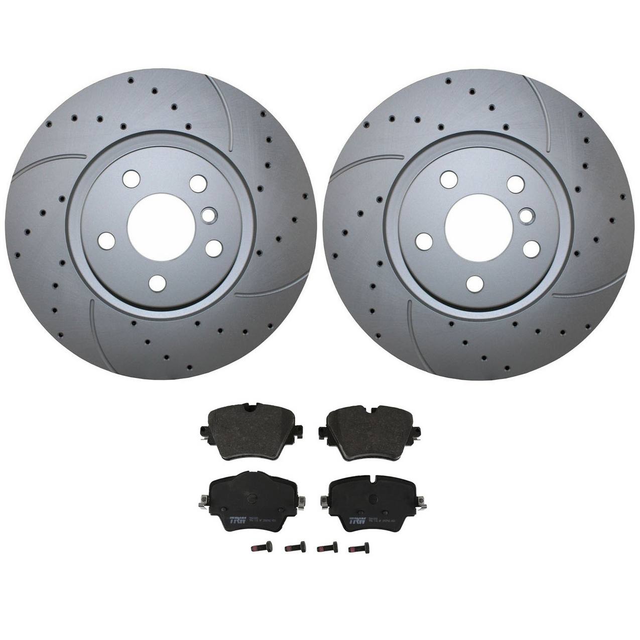 BMW Mini Disc Brake Pad and Rotor Kit – Front (330mm) (Drilled) (Low-Metallic) – TRW-Pro 34116865713